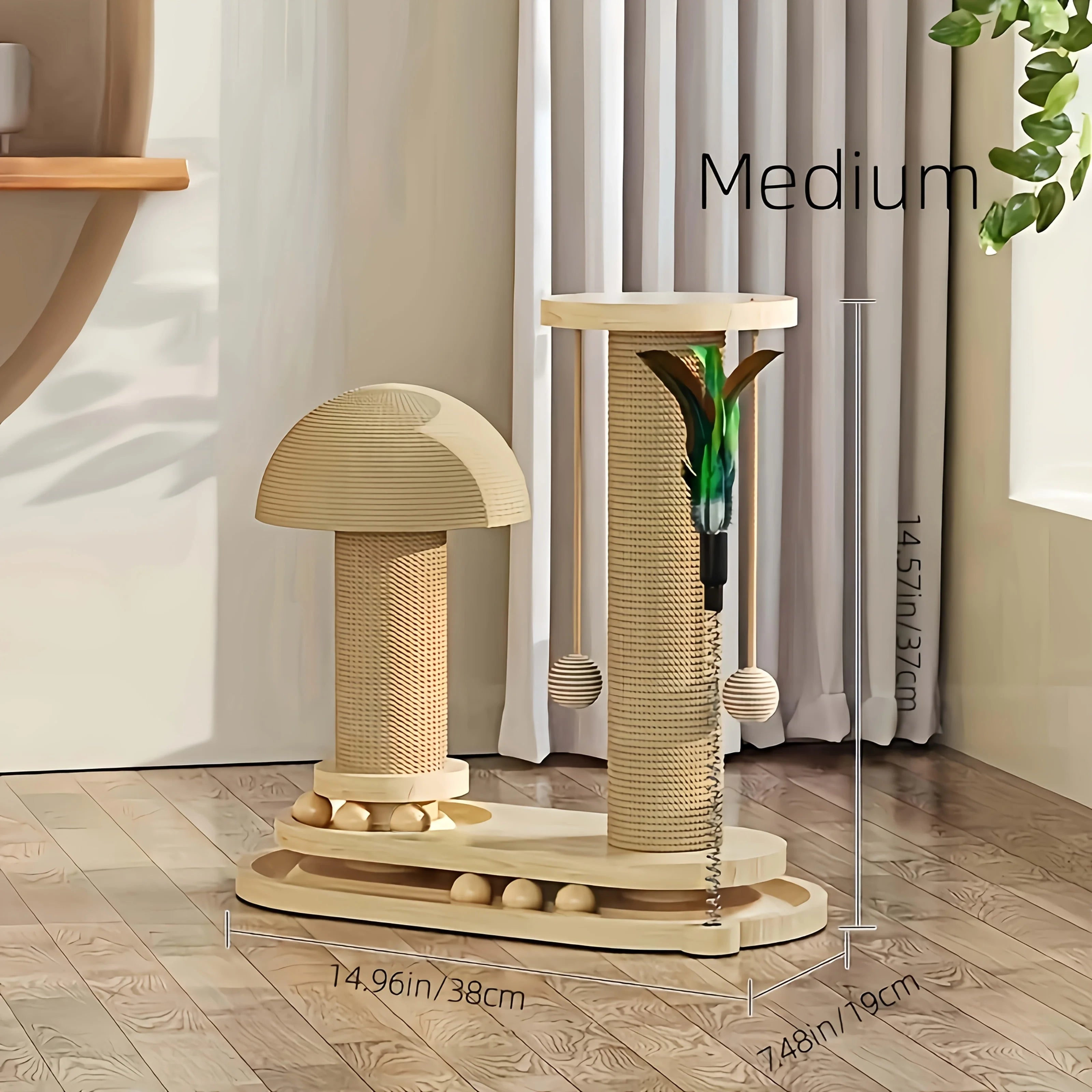 Cat Scratching Post Tower with Jute & Ball Track – Durable Multi-Functional Cat Scratch Board