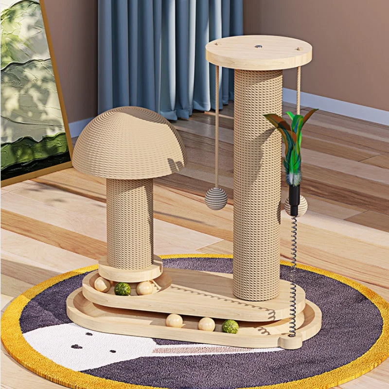 Cat Scratching Post Tower with Jute & Ball Track – Durable Multi-Functional Cat Scratch Board