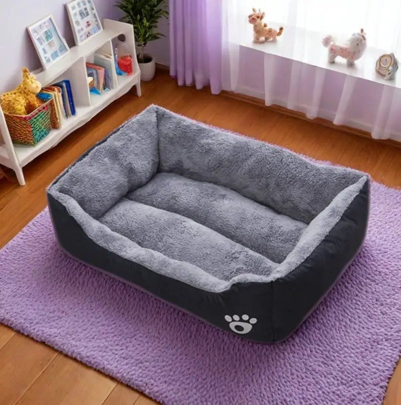 Black Plush Dog Sleeping Mat – Non-Slip for All Sizes