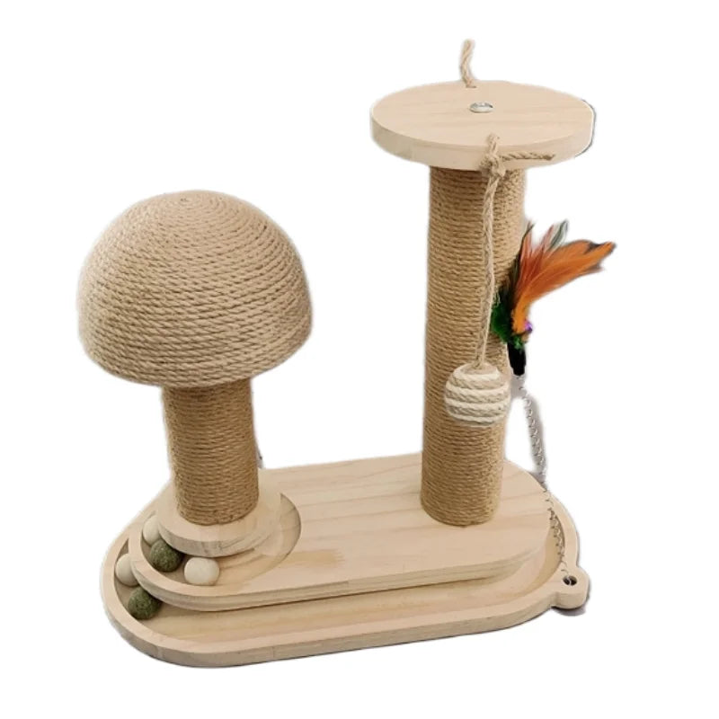Cat Scratching Post Tower with Jute & Ball Track – Durable Multi-Functional Cat Scratch Board