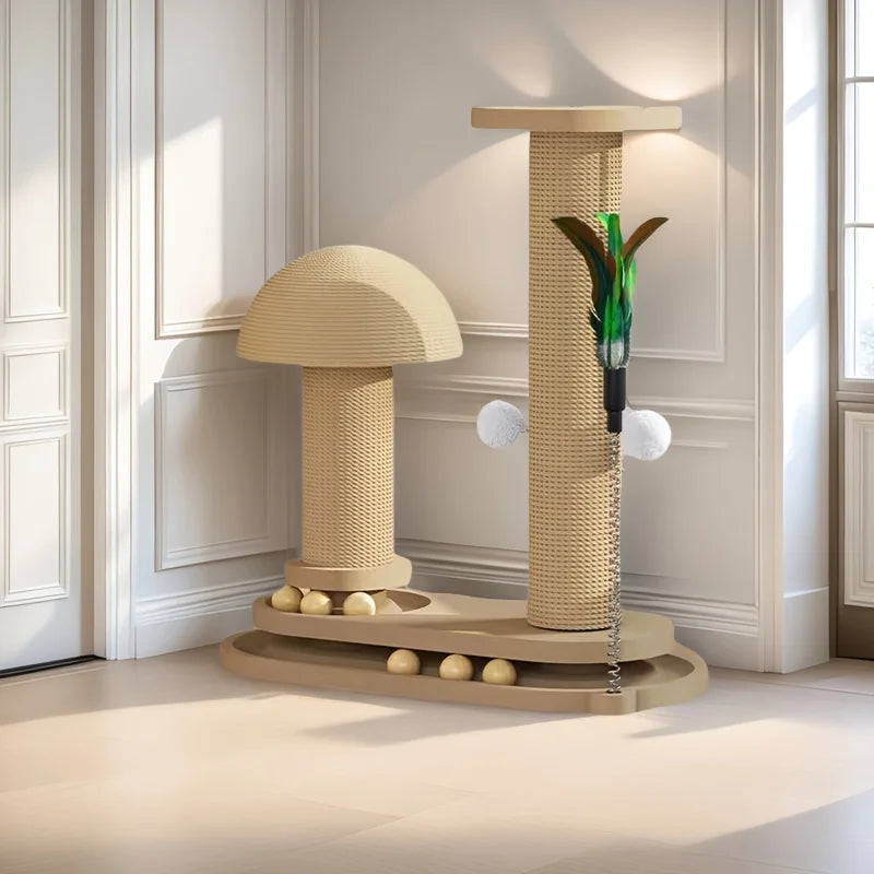 Cat Scratching Post Tower with Jute & Ball Track – Durable Multi-Functional Cat Scratch Board