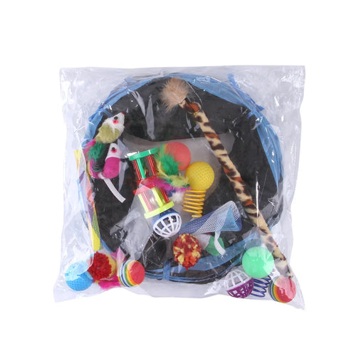 22-Pack Cat Toy Combo Set – Interactive Toys, Sisal Stick, Mouse, Bell Ball & Tunnel